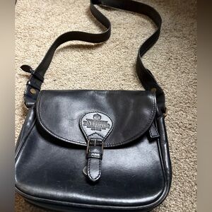 Vintage W & H Bedford Saddlers  Black Leather Crossbody Bag